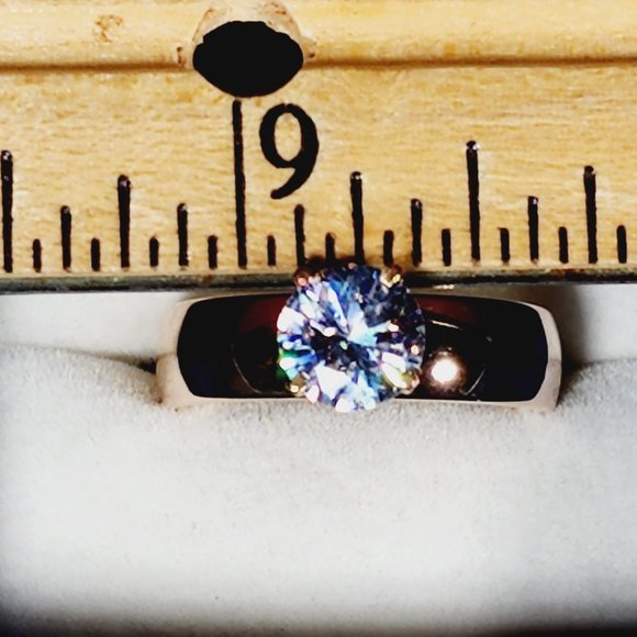 Cubic Zirconia engagement/promise ring in 14K Rose Gold over Stainless Steel sz9 - Picture 4 of 7